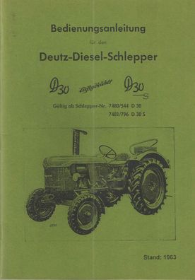 Deutz Diesel Schlepper D30 / D30S mit Motor 2L 812 Luftgekühlt mit 28 PS
