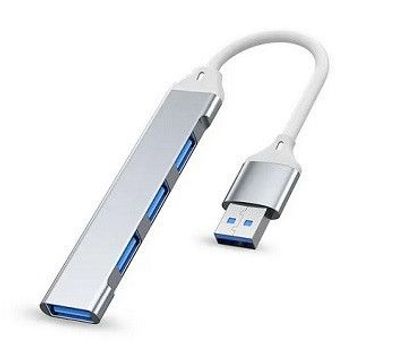 USB 3.0 Hub 4fach Port Splitter Verteiler 4in1 Adapter PC Laptop Notebook Alu silber