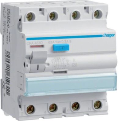 Hager CPA463D FI-Schalter 4P 6kA 63A 300mA Typ S