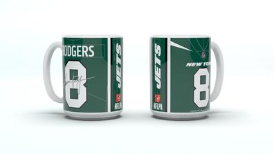 NFL New York Jets Aaron Rodgers #8 Kaffeetasse Tasse 450ml Player Jersey Trikot