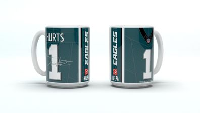 NFL Philadelphia Eagles Jalen Hurts #1 Kaffeetasse Tasse 450ml Player Jersey Trikot