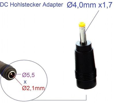 4,0mm x 1,7 Stecker auf 5,5mm x 2,1 Buche DC Hohlstecker Netzteil Adapter