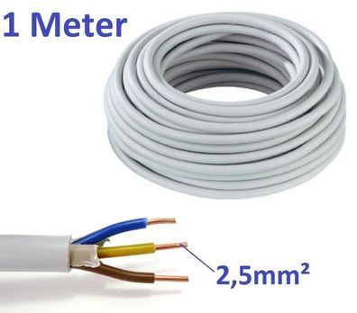 1 Meter Elektrokabel Stromkabel Mantelleitung NYM-J VDE Kabel 3x2,5mm