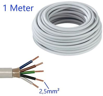1 Meter Elektrokabel Stromkabel Mantelleitung NYM-J VDE Kabel 5x2,5mm