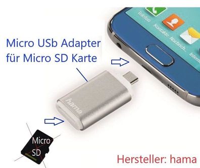 Hama Micro SD Karte Adapter auf Micro USB für Handy & Tablet geeignet