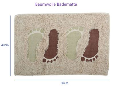 Badeteppich Badmatte Badvorleger Baumwolle 60cm x 40cm Motiv Pastell Töne