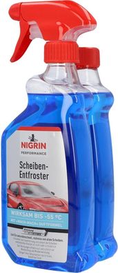 NIGRIN 73972 Scheibenentfroster Scheibenfrostschutz Enteiser 2er Pack 2 x 500 ml