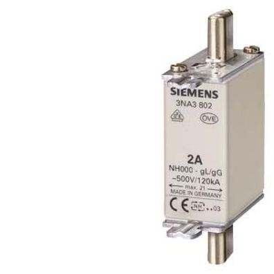Siemens 3NA3812 NH-Sicherungseinsatz, NH000, In: 32 A, gG, Un AC: 500 V, Un ...