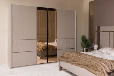 Kleiderschrank Schrank Luxus Schlafzimmer Schränke Möbel Taupe Holz