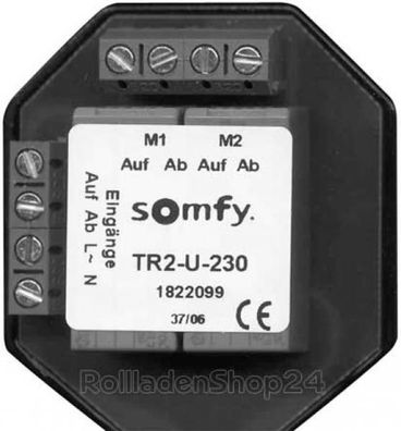 Somfy 1822099 TR2-U-230 - Trennrelais Unterputz für 1-2 Antriebe