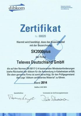 Televes SK2000plus-T Hochgeflechts-Koaxkabel 1,0/4,6 mm 500 m Trommel, Brand...