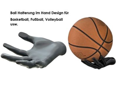 Wandhalterung für Bälle im Hand Design - passend für Basketball Fußball Bälle