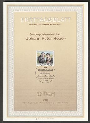 BRD Ersttagsblatt 225. Geburtstag von Johann Peter Hebel ETB 9-85