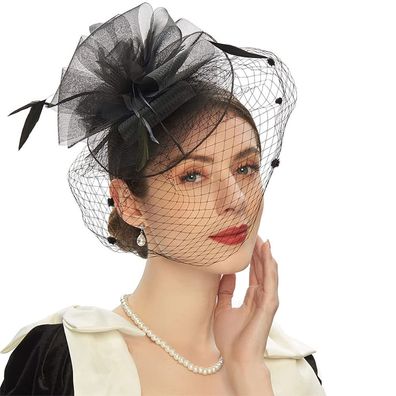 Fascinators Hüte 20er 50er Jahre Hut Hut Cocktail Tea Party Kopfbedeckung schwarz