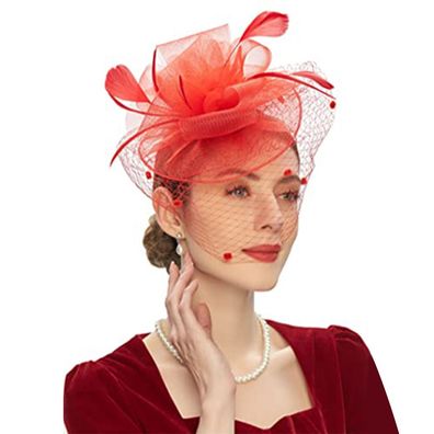 Fascinators Hüte 20er 50er Jahre Hut Hut Cocktail Tea Party Kopfbedeckung rot