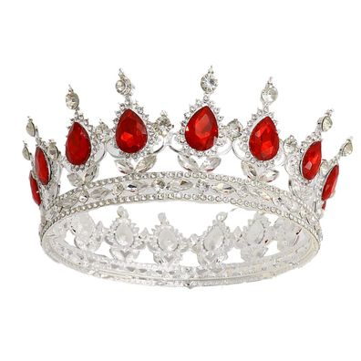 Kronenaufsatz für Geburtstags-Tiara, wunderschöne Kristallmetallkrone in Rot