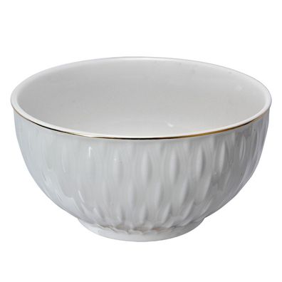 Clayre & Eef Suppenschale 300 ml Weiß Keramik (Gr. Ø 13x7 cm / 350 ml)