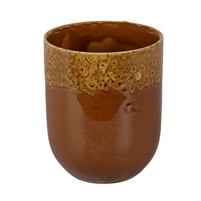 Clayre & Eef Tasse 150 ml Braun Gelb Keramik (Gr. Ø 7x8 cm / 150 ml)