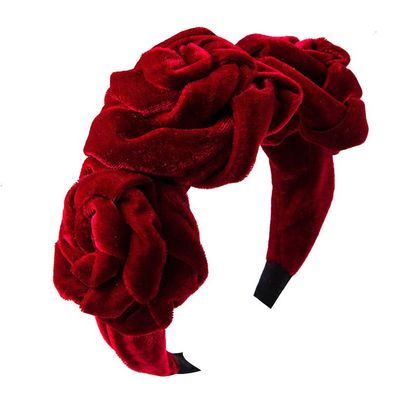 Rosenblüten-Stirnbänder, Vintage-Haarband, elastische Haarreifen, Rot