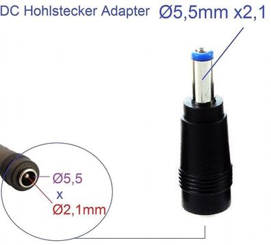 5,5mm x 2,1 Stecker auf 5,5mm x 2,1 Buche DC Hohlstecker Netzteil Adapter