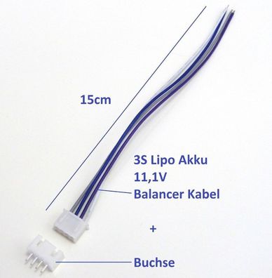 3S 11,1V Lipo Akku Balancer Kabel + Buchse