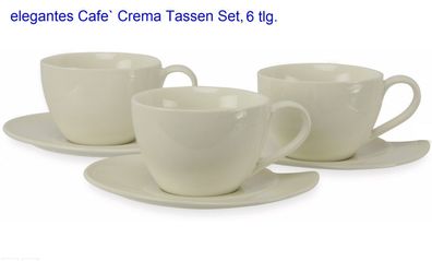 Cafe Crema Tassen & Untertassen Set 6 tlg.