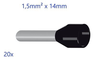 20x Aderendhülsen isoliert für Ø 1,5mm² Kabel
