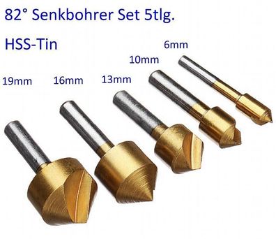 82° Senker HSS-Tin Set, 5tlg