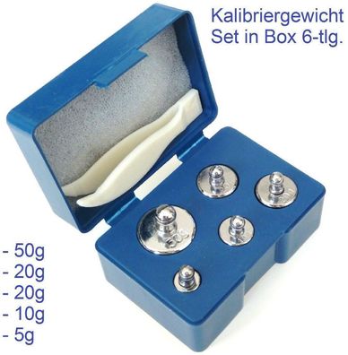 105g Kalibrier Gewicht Set Box 6-tlg. 50g 2x 20g 10g 5g & Pinzette