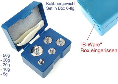 B-Ware 105 gramm Kalibrier Gewicht Set Box 6-tlg. 50g 2x 20g 10g 5g & Pinzette