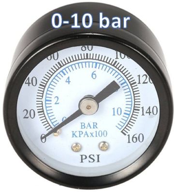 1/8" Druckluft Manometer 0 bis 10 bar Metallgehäuse