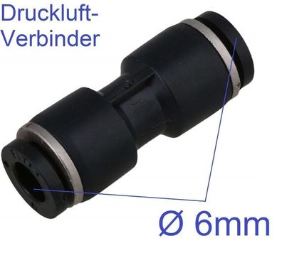 6mm Pneumatik Druckluft Verbinder