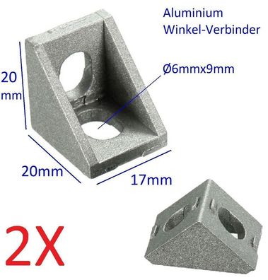2 Stück 20mm x 20mm Universal Winkel Verbinder Alu Winkel Profil