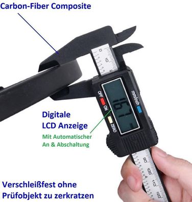 Carbon-Fiberglas Messschieber mit Digitaler LCD Anzeige Schieblehre