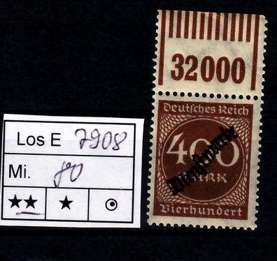 Los B7908: Deutsches Reich Dienst Mi. 80 * *