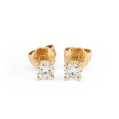 Brillant Diamant Ohrstecker Paar 750/ - Gelbgold 18 Karat Gold 0,50 ct IF/ F