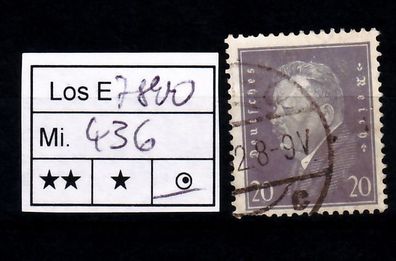 Los E7800 1: Deutsches Reich Mi. 436, gest.