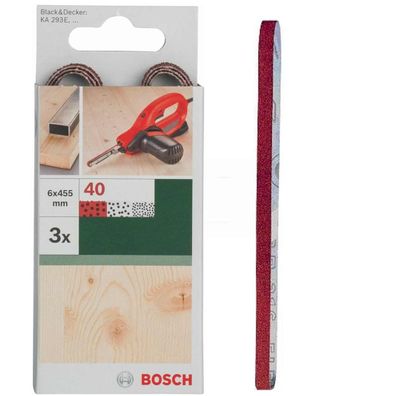 Bosch 3 Schleifbänder für B + D Powerfile KA 293E 6 x 451 mm, K 40, Holz