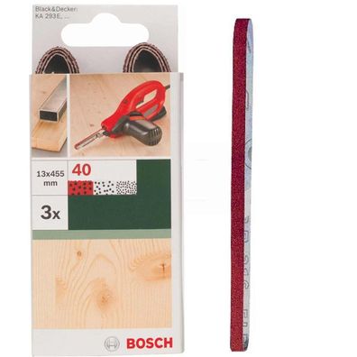 Bosch 3 Schleifbänder für B + D Powerfile KA 293E 13 x 451 mm, K 40, Holz Metall