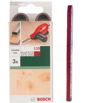 Bosch 3 Schleifbänder für B + D Powerfile KA 293E 13 x 451 mm, K 120, Holz Metall
