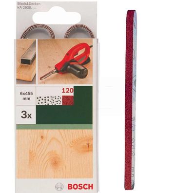 Bosch 3 x Schleifbänder für B + D Powerfile KA 293E 6 x 451 mm, K 120, Holz