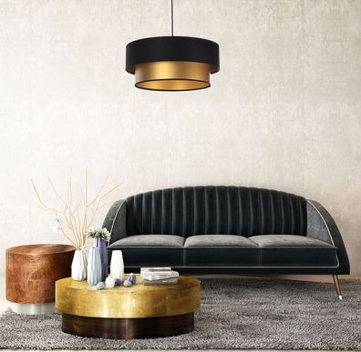 Hängeleuchte Duo ellegant 102 Metall Schwarz Lampenschirmhöhe 20 Schwarz, Gold 40