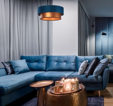 Hängeleuchte Duo ellegant 102 Metall Schwarz Lampenschirmhöhe 20 50 Blau, Kupfer