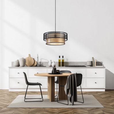 Hängeleuchte Duo ellegant 102 Metall Schwarz Lampenschirmhöhe 20 Schwarz, Braun2 50