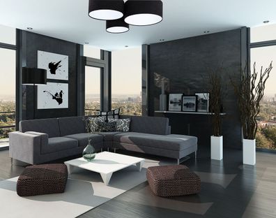 Plafond Trio 35 Metall Weiß 50|40|30 Lampenschirmhöhe 20|25|30 Schwarz, Weiß