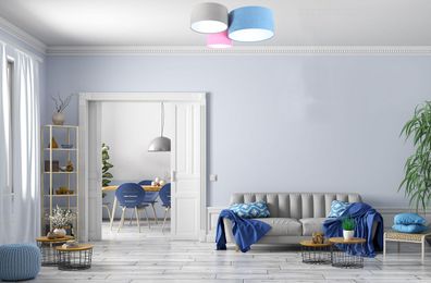 Plafond Trio 35 Metall Weiß 50|40|30 Lampenschirmhöhe 20|25|30 Blau, Grau, Rosa, Weiß