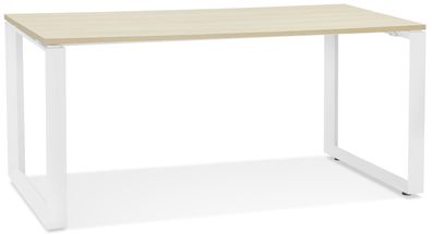 Kokoon Design Schreibtisch Abak Holz Natur und Weiß 160 cm Reinweiß 160 x 75 x ...