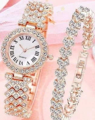 Frauen Mädchen moderne Armbanduhr+ Armband elegante Damen Armbanduhr Modeschmuck