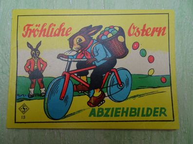 16 alte Abziehbilder Fröhliche Ostern VSK 13 Osterhasen bei der Arbeit