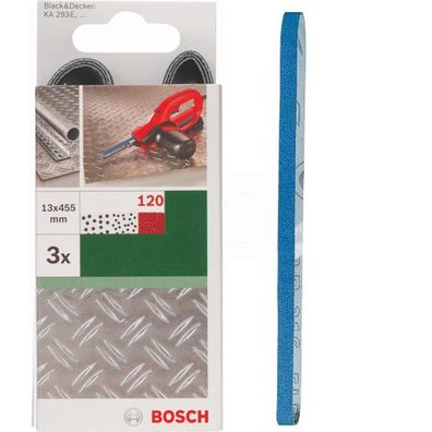 Bosch 3 Schleifbänder für B + D Powerfile KA 293E 13 x 451 mm, K 120, Metall
